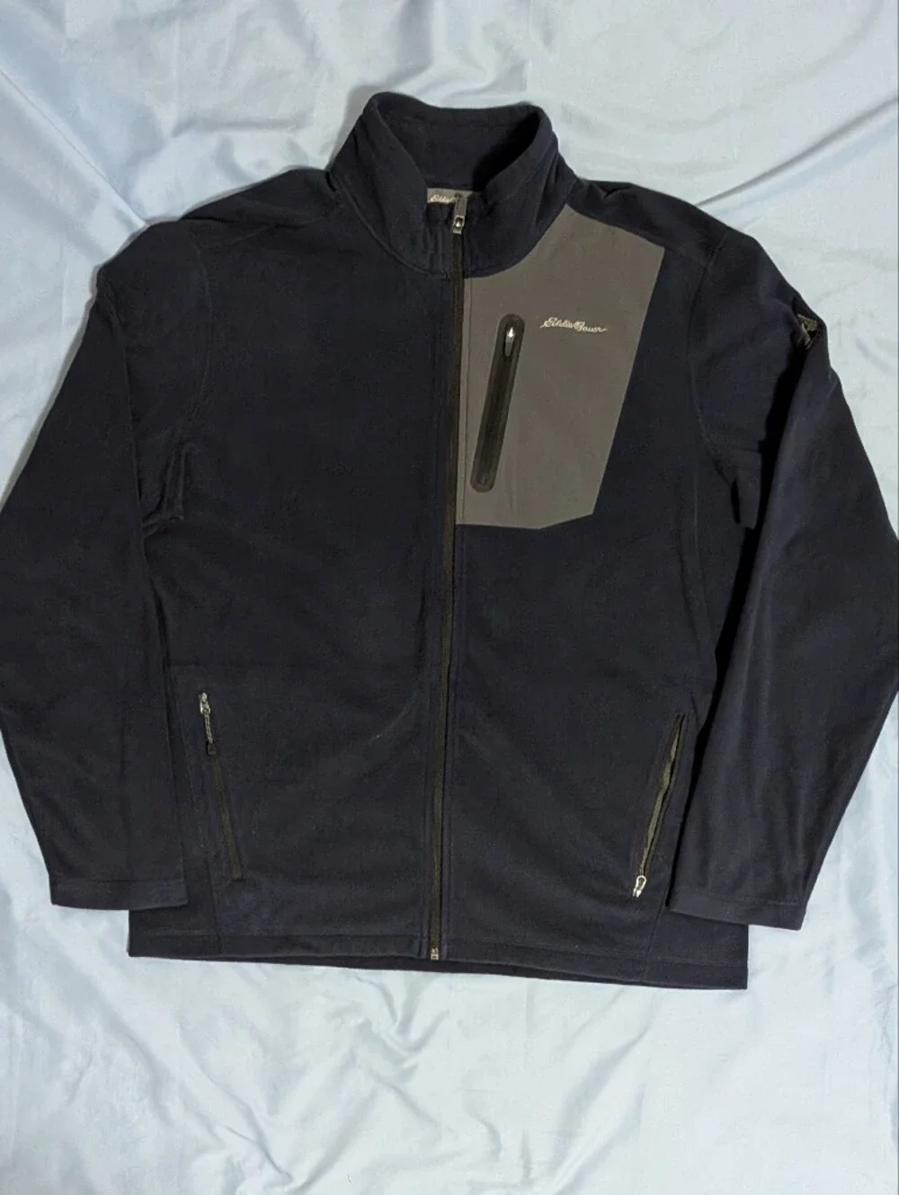 Eddie Bauer First Ascent Fleece Jacket Full Zip Navy Blue Sz L